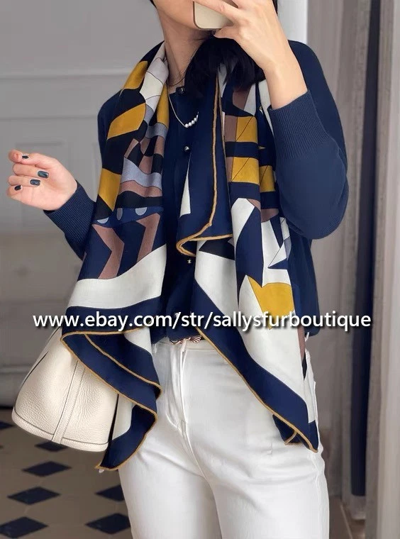 Sallys 70% Cashmere 30% Silk Wrap Scarf Horsehead Print Double Face Shawl 53" - Image 3 of 4