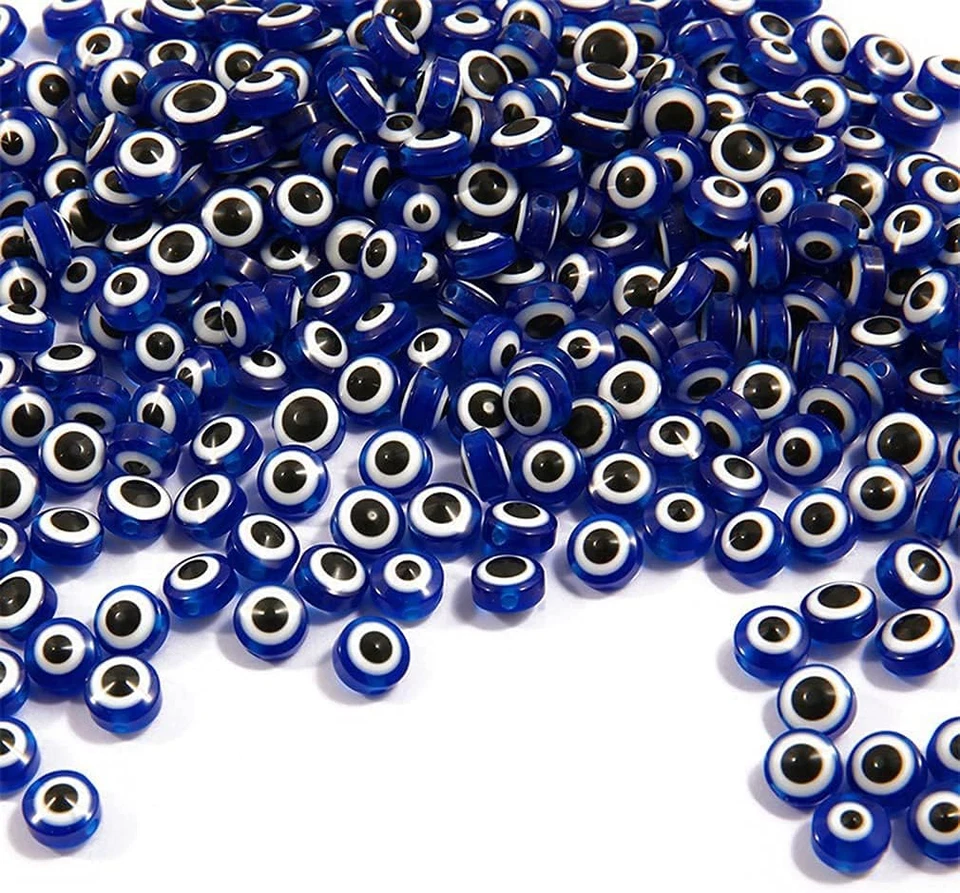 200 cuentas para mal de ojo de 8 mm cuentas de resina azul real murano cuentas para mal de ojo con elástico Foto 4 de 4