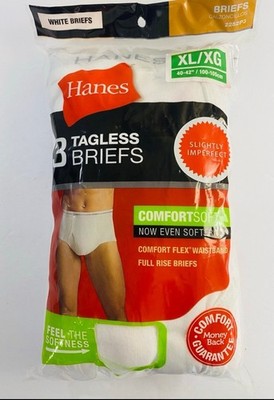 Vintage Hanes Tighty Whities Tagless Briefs Size XL XG 40  - 42   Waist 3 total