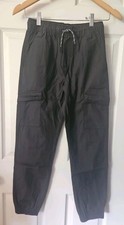NWT HANNA ANDERSSON SOFT BLACK POPLIN CARGO JOGGERS PANTS 150 12  50