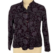 Fieldgear Jacket Purple Grey Damask Floral Tapestry Shoulder Pads XL