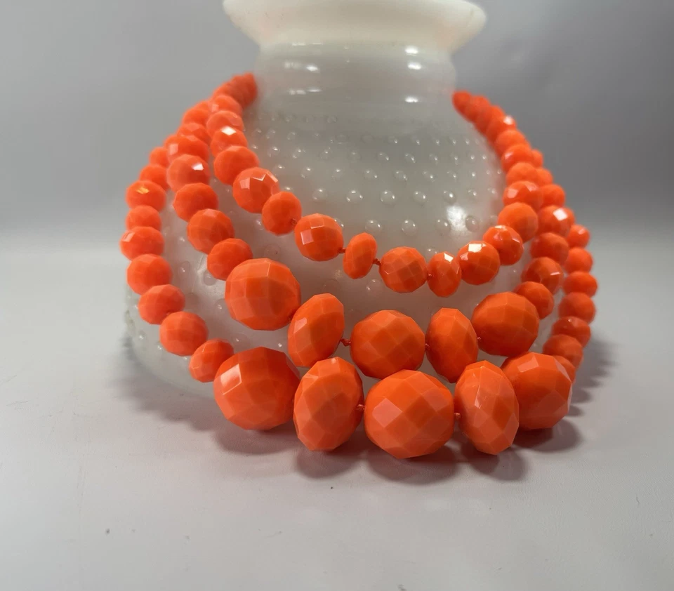 Collar Kate Spade Grueso 3 Hilos Cuentas Facetadas Declaración Joyería Naranja Usado en Excelente Condición Foto 2 de 4