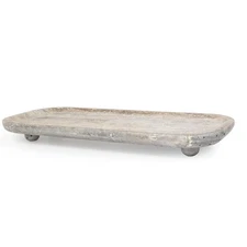 Travertine Marble Footed Tray White Silver Small Large Decor Home Gift