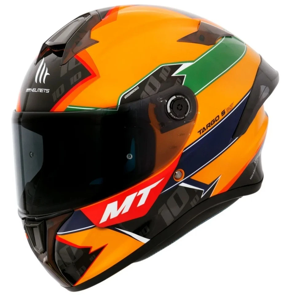 MT Targo S Brazilian Diogo Moreira Moto 2 Ayrton Senna Tribute Motorcycle Helmet - Image 3 of 4