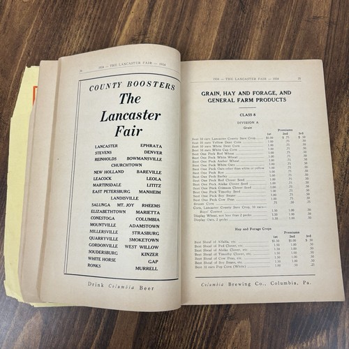 Lancaster County Landwirtschaftsmesse Liste Buch September 1934 Bedarf TLC siehe Fotos - Bild 14 von 24