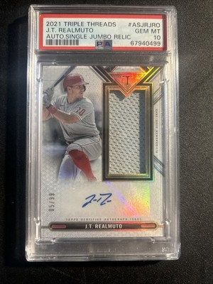 2021 Topps Triple Threads - Auto Game Used Memorabilia J.T. Realmuto /99 Psa 10