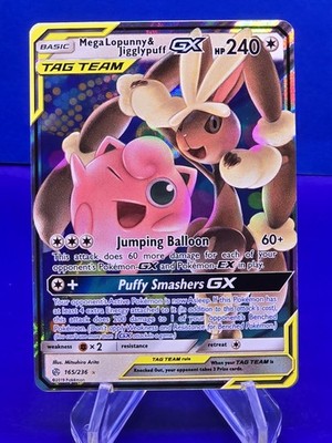 Pokemon TCG Cosmic Eclipse Mega Lopunny & Jigglypuff GX 165/236 Ultra Rare