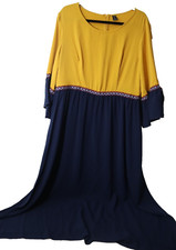 Shein Midi Dress Blue and Yellow Size 2XL (62)