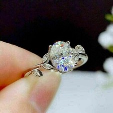 Lab-Created 3CT Oval Cut Diamond 14K White Gold Finish Engagement Wedding Ring