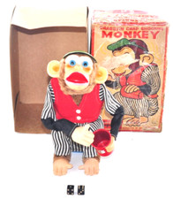 Rare Vintage Alps Japan Tin Monkey Toy 24cm -Complete with Original Box, Working