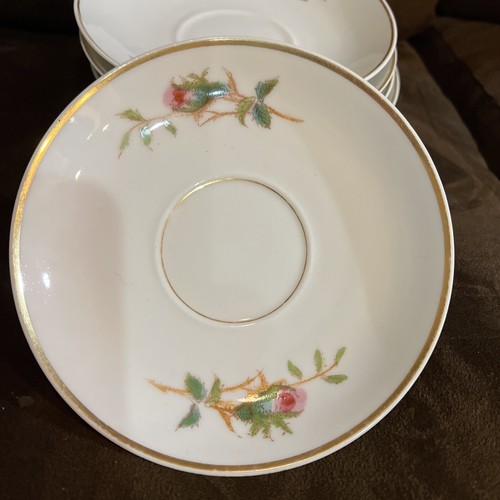 8 HAVILAND Limoges china MOSS ROSE Gold Trim - 5 1/2” saucers - Picture 2 of 5