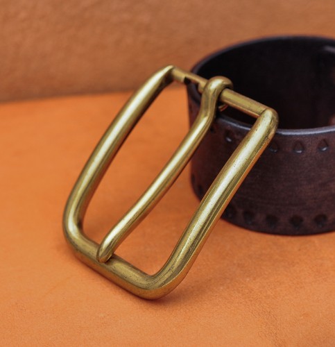 Retro Brass Long Big Heavy Single Prong Pin Leather Belt Buckle Fits 40MM Strap - Picture 4 of 11