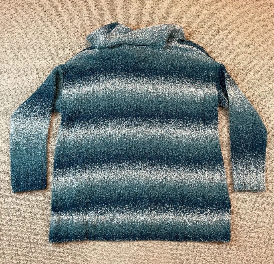 Suéter Style & CO Para Mujer Talla 1X Cuello Capucha Azul Teal Rayas Nuevo con Etiquetas $69.50 Foto 2 de 4
