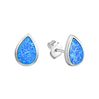 Ohrschmuck Ohrring Ohrstecker 925 Sterling Silber Rhodiniert Synth. Opal V