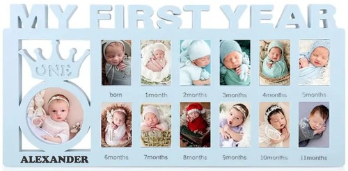 Perzonalized My First Year Photo Frame Holds 13 Photos Keepsake Frame Baby - 第 1/5 張圖片