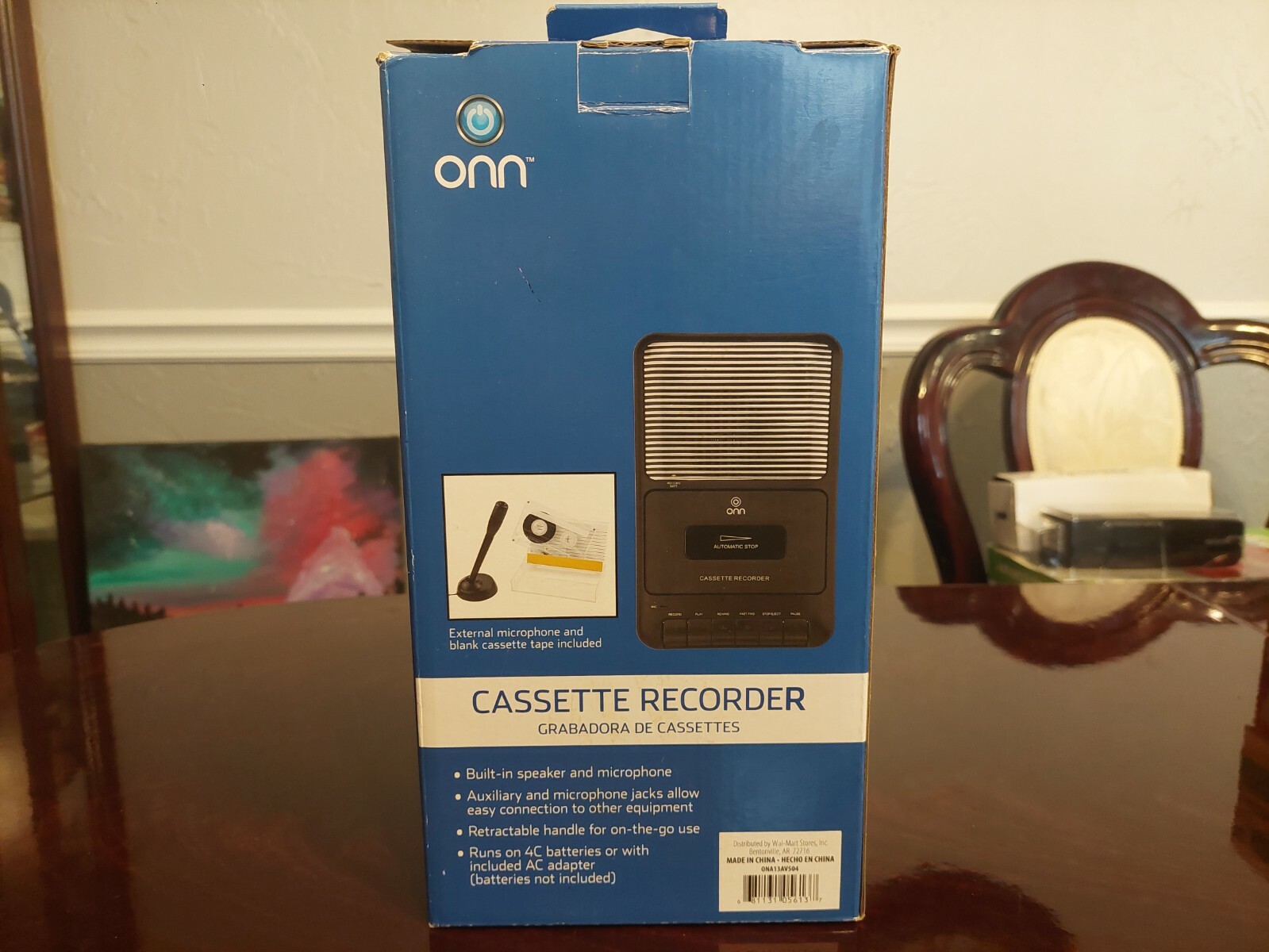Onn Cassette Tape Recorder with Built-In Microphone & One-Touch Recording