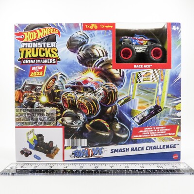Hot Wheels Monster Trucks Arena Smashers Race Ace Smash Race Challenge 2022 NEW!
