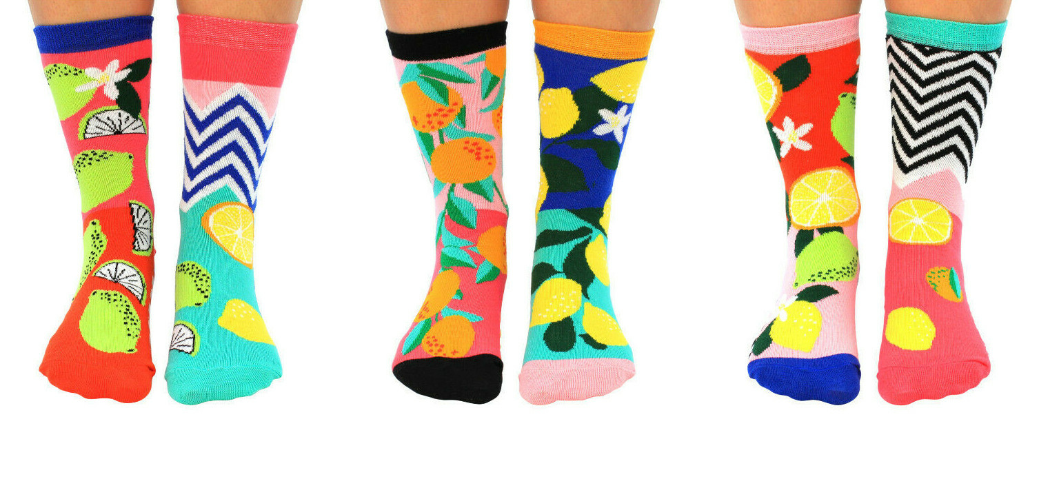 SQUEEZE ODD SOCKS LADIES FRUIT ZESTY UNITED ODDSOCKS UK 4 8 GIFT BOX GIFT IDEA eBay