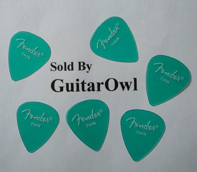 FENDER THIN GUITAR PICKS California Clear Surf Green 6 picks DISCONTINUED