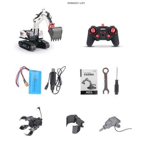 1/14 HUINA RC Metal Excavator Model Toys 1594 Radio Light Battery 22CH Sound - Picture 8 of 10