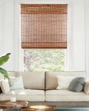 Chicology Cordless Woven Bamboo Roman Shade 34 in. W x 64 in. L- New Read
