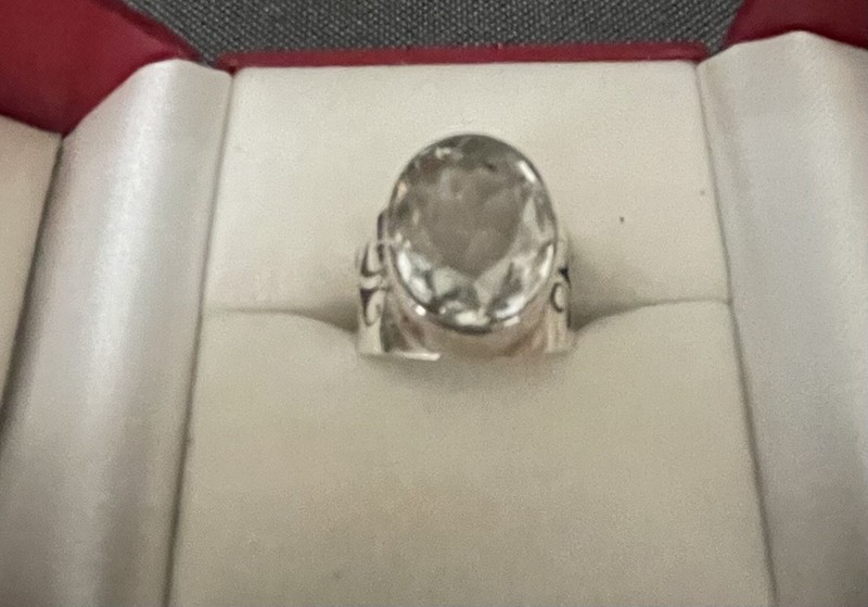 STERLING SILVER .925 SCROLL RING BEZEL SET CZ SIZE 6.5