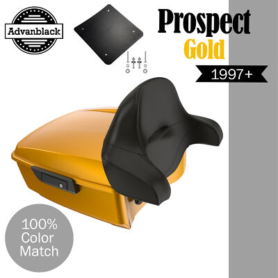 Advanblack PROSPECT GOLD King Tour Trunk Pack Luggage For 97+ Harley/Softail
