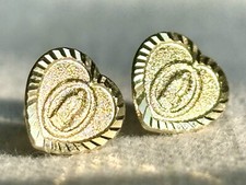 14K solid real gold Virgen De Guadalupe Heart earrings   Screw back