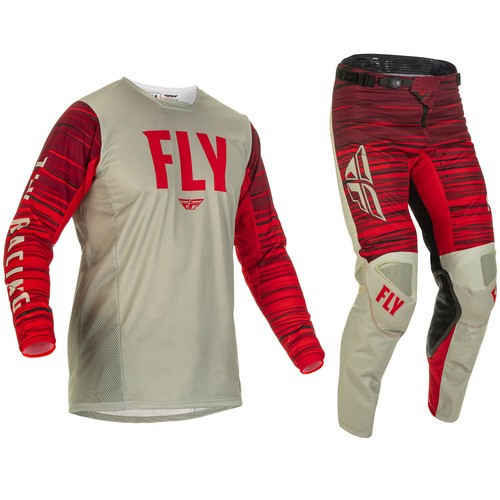 FLY RACING MOTOCROSS MX KIT PANTS JERSEY KINETIC WAVE - GREY / RED | eBay