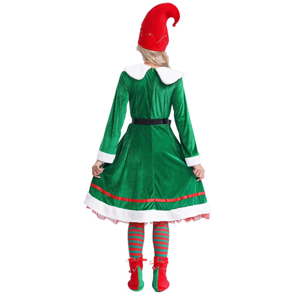 ADULT ELF COSTUME 5 PC LADIES MENS CHRISTMAS FANCY DRESS SANTA'S
