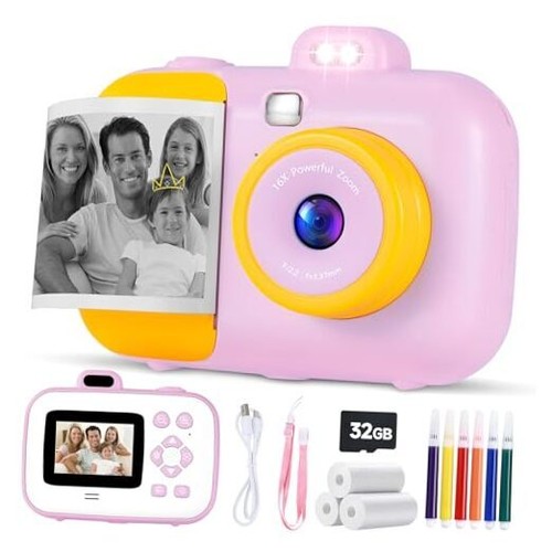 Kids Camera Instant Camera, Kids for 3-12 Year Old Girls Boys, Kids Pink