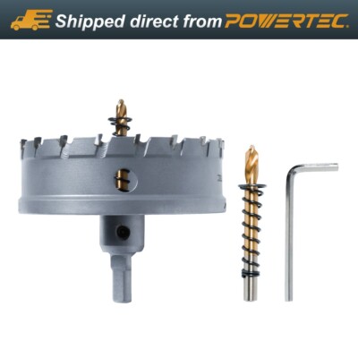 POWERTEC 4'' Carbide Hole Saw for Soft & Hard Metal | Tungsten Carbide Tipped