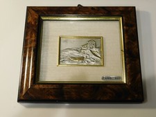 Vintage Antique Wooden Frame 5.5" Wall Hanging Cottage Water Fishing Scene