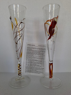 Massimo Lunardon Sektglas Flute Bellini. 2 Stück. Hohe Glaskunst. Brandneu