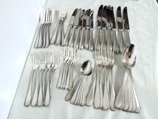 6 Personen Tafel Besteck mit Fischbesteck 54 Teile Deetjen Perles versilbert