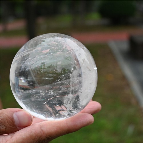 Sfera intagliata quarzo trasparente naturale 75 mm, scultura sfera di cristallo, decorazione guarigione Reiki - Foto 12 di 18
