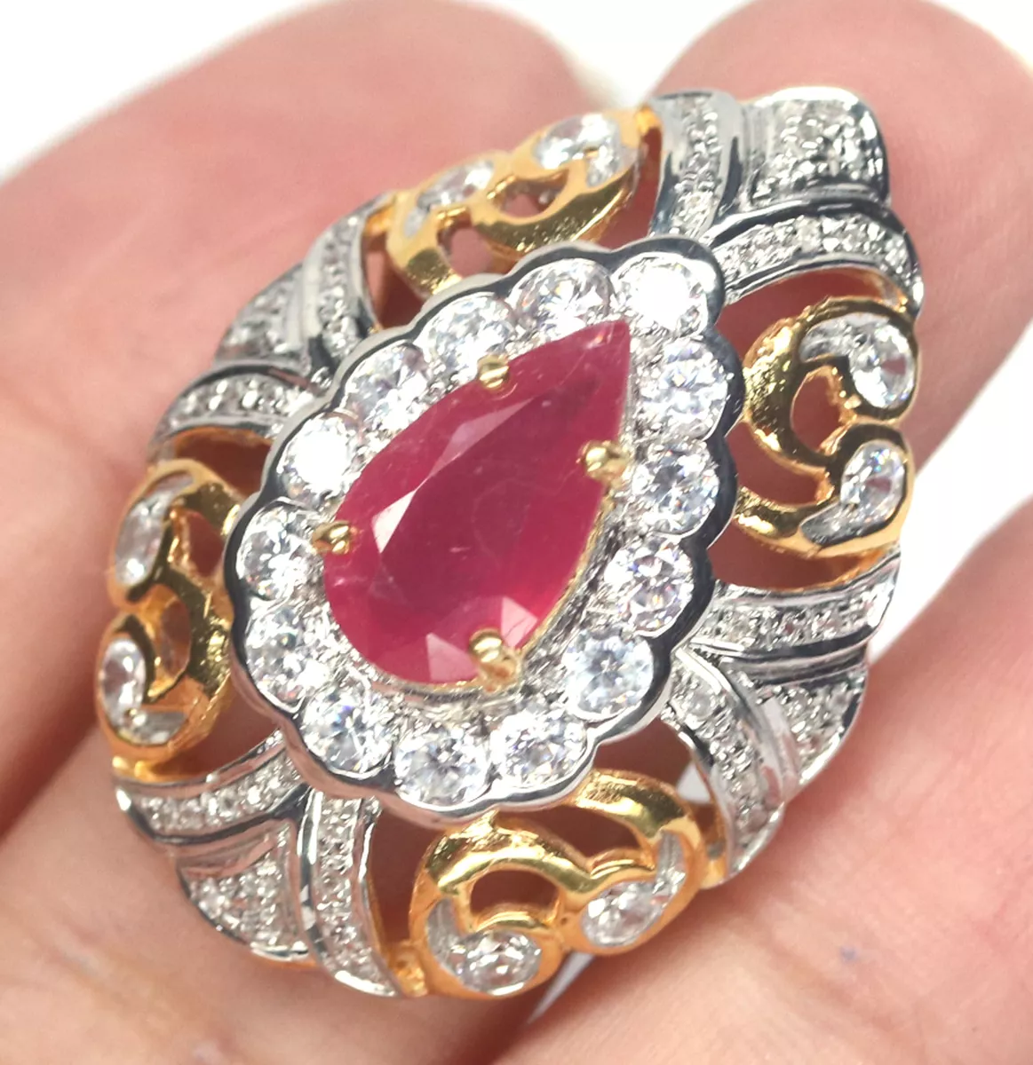 Ruby and zircon ring sale
