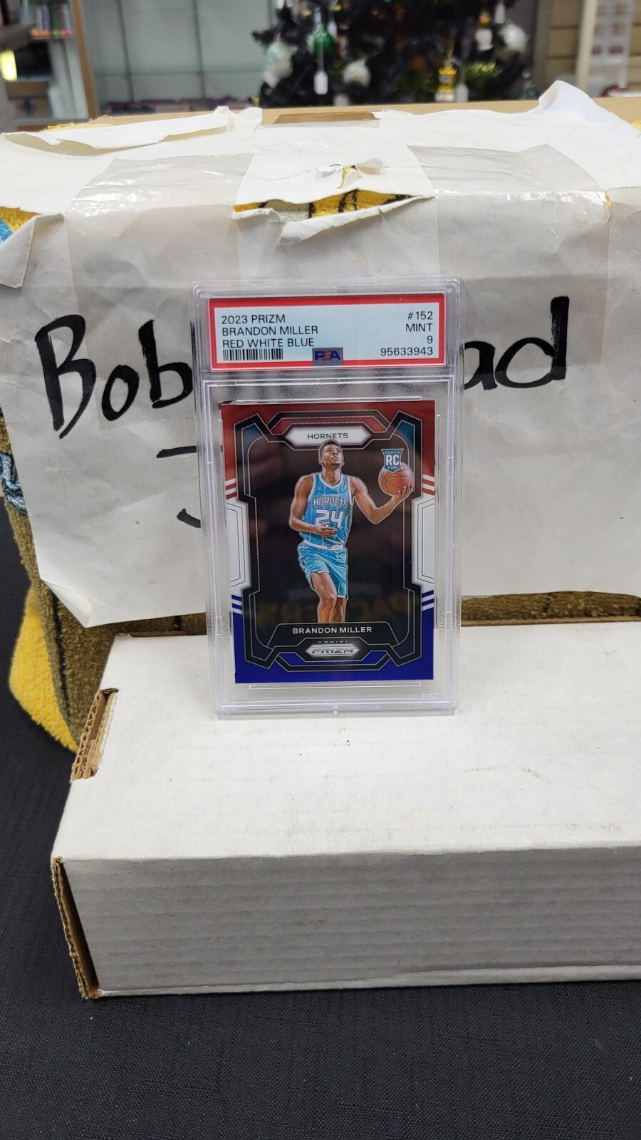 2023 BRANDON MILLER RED WHITE BLUE PRIZM ROOKIE RC HORNETS PSA 9 MINT #152