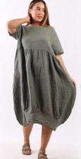 Lagenlook Designed & Made In Italy Lady?s Linen Midi Swing dress 1size 10-18