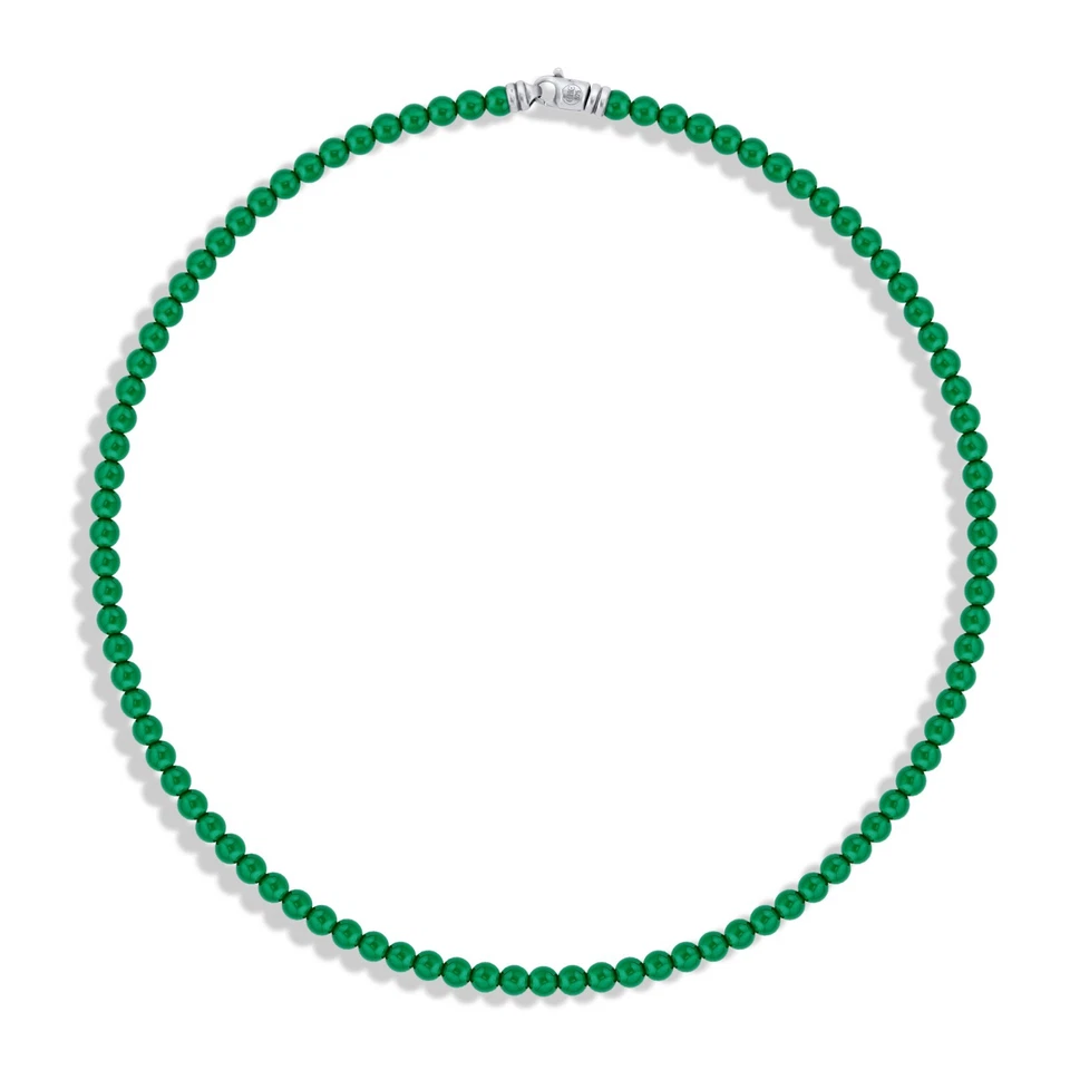 Collar de cuentas de ónix verde para hombre de plata de ley hecho a mano joyería espiritual Foto 2 de 4