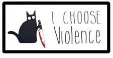 I Choose Violence, Black Cat Knife Funny Vinyl 3" Die Cut Sticker
