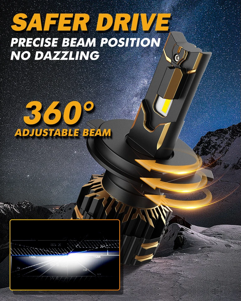 AUXBEAM H4 9003 LED Headlight Bulbs Hi-Lo Beam Globes For Honda CRX 1987-1998 - image 4 of 4