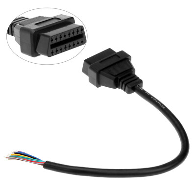 Female 16 Pin OBD II OBD2 Extension Connector To Open Plug Wire Diagnostic Cable