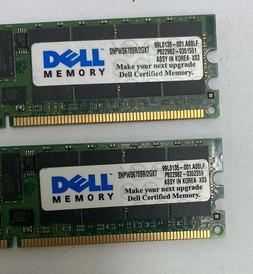 4GB (2x2GB) Hynix / Dell HYMP125R72P4-E3 AB-A PC2-3200R 1Rx4 DDR2 Server Memory - Image 3 of 4
