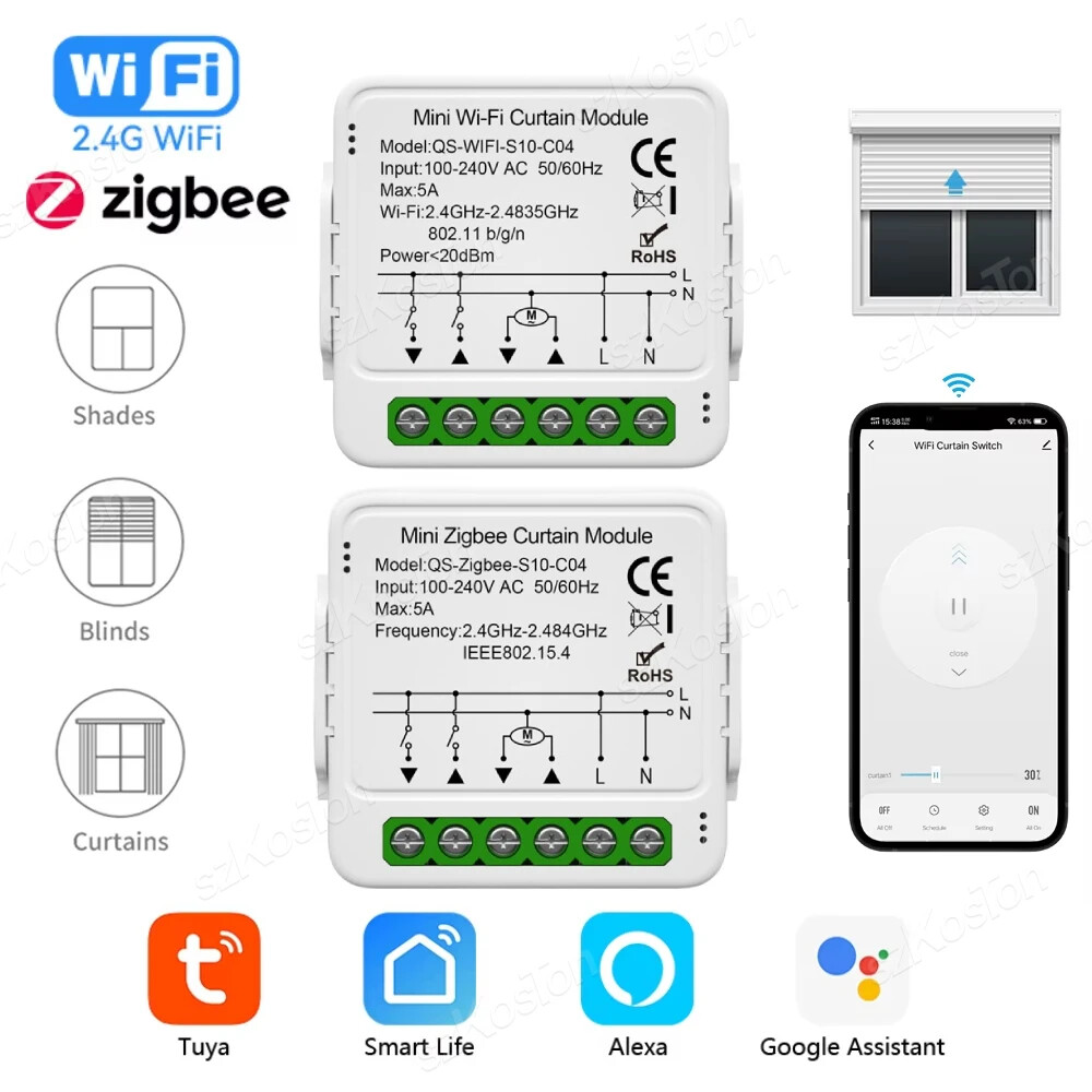 Tuya Smart WiFi ZigBee Curtain Motor Switch for Blinds Roller Shutters