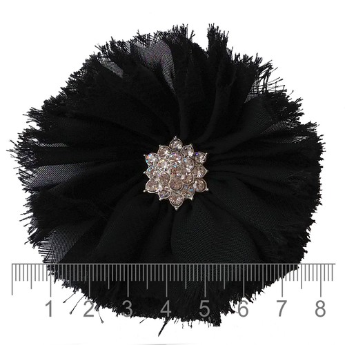 TELA GRIS NEGRA Flores ARTESANAL Pegamento/Costura Adorno Aplique Prenda Cabello - Imagen 12 de 38