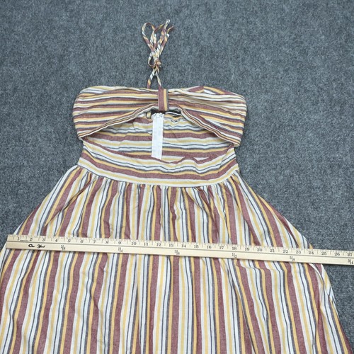Dress Womens Size S Striped Orange Cream Cutout Halter Boho Maxi Summer Beach - Picture 5 of 12