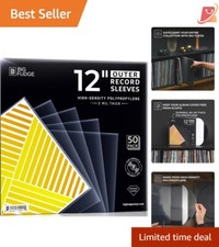 50 Durable 12'' Vinyl Record Sleeves Crystal Clear High-Density Protection