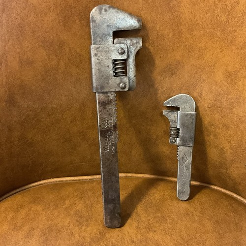 2 Vintage Adjustable Wrenches. Mossberg A- 1 Bicycle & Wizard # 9 Good