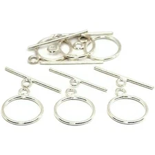6 Sterling Silver Toggle Clasps  ring approx 19 x 15 mm & bar   5 x 24 mm 